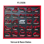 F1 2026 Race Calendar Wall Art, 24 Circuit Tracks Display, Black and Red